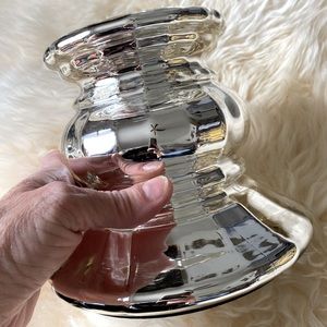 Hand blown glass Chrome pedestal candle 🕯 holder